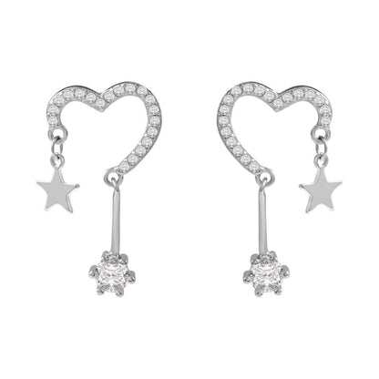 Drop Earring Heart Alloy Star