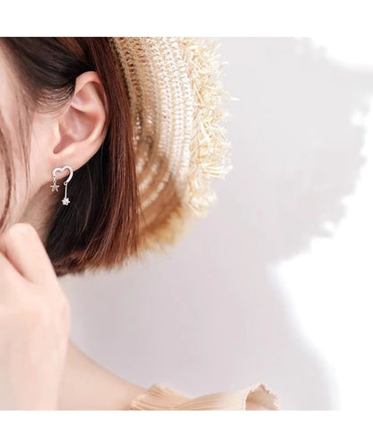 Drop Earring Heart Alloy Star