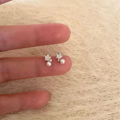 Earring Pearl Faux Rhinestone Alloy Drop Star