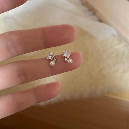 Earring Pearl Faux Rhinestone Alloy Drop Star