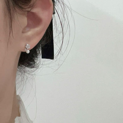 Earring Pearl Faux Rhinestone Alloy Drop Star