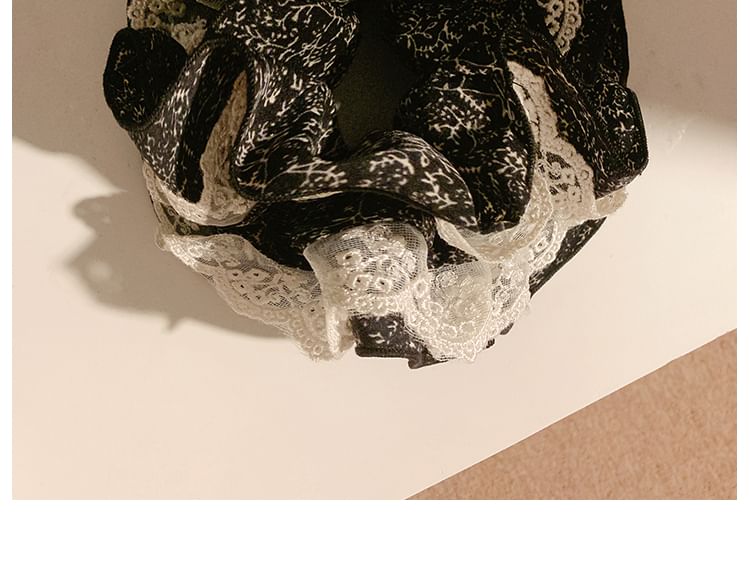 Lace Scrunchie Trim Floral Print