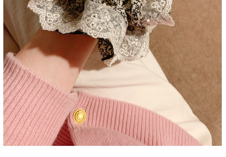 Lace Scrunchie Trim Floral Print