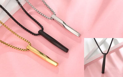 Twisted Bar Pendant Necklace - Minimalist