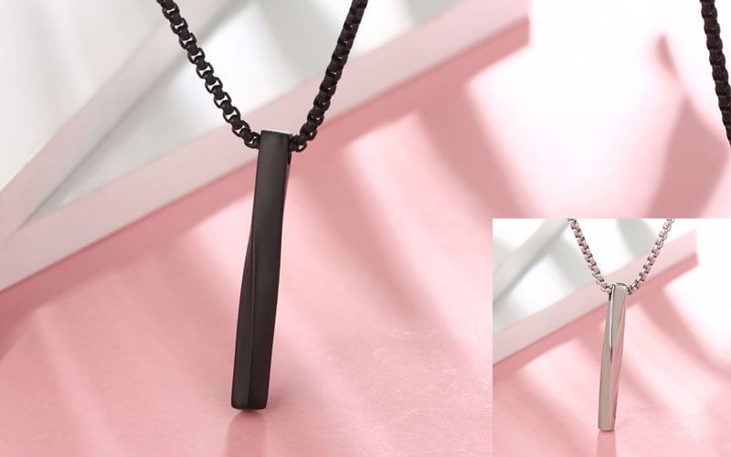 Twisted Bar Pendant Necklace - Minimalist