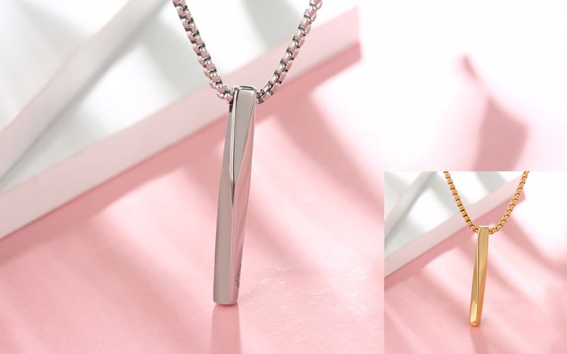Twisted Bar Pendant Necklace - Minimalist