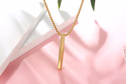 Twisted Bar Pendant Necklace - Minimalist