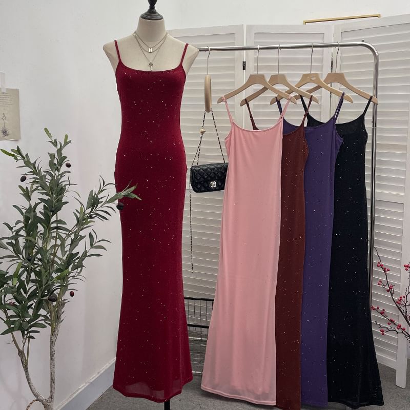 Glitter Sheath Maxi Dress