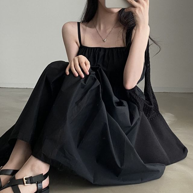 Plain Panel A-Line Maxi Dress