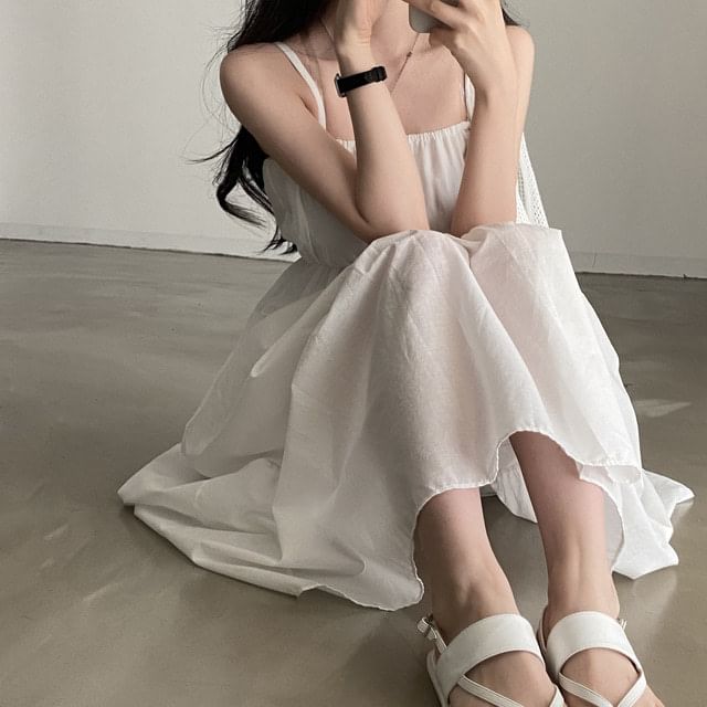 Plain Panel A-Line Maxi Dress