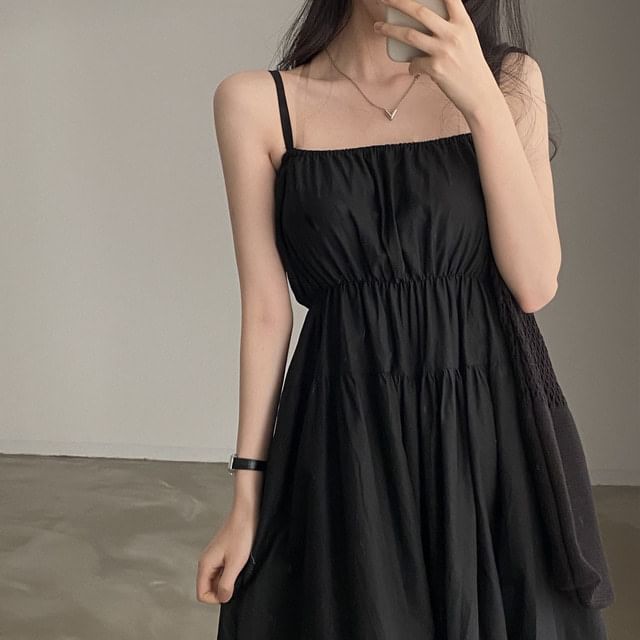Plain Panel A-Line Maxi Dress