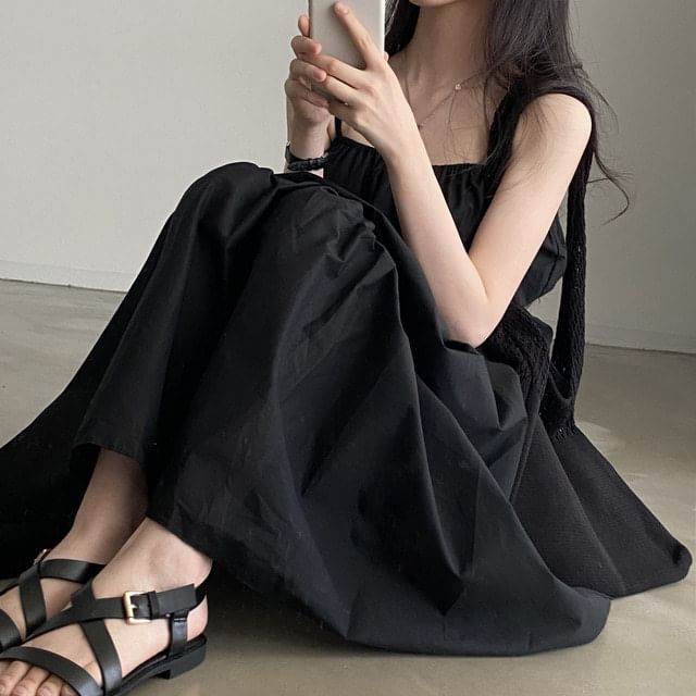Plain Panel A-Line Maxi Dress