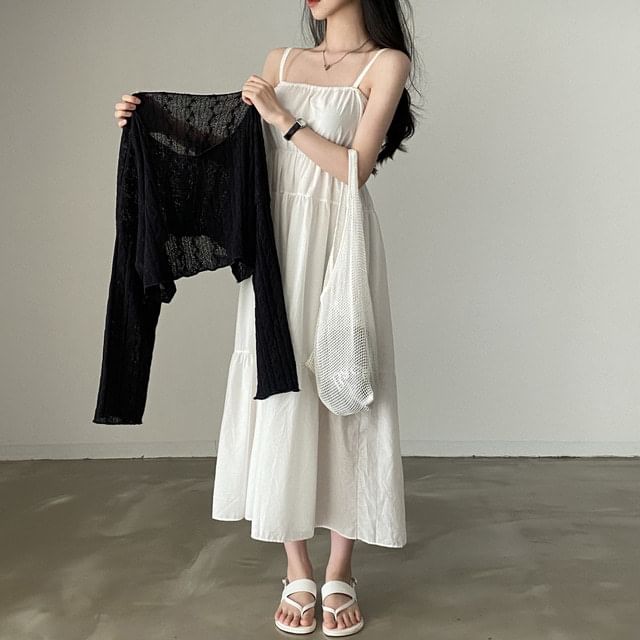 Plain Panel A-Line Maxi Dress