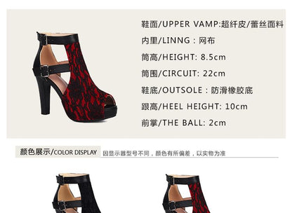 High Heel Lace Panel Sandals