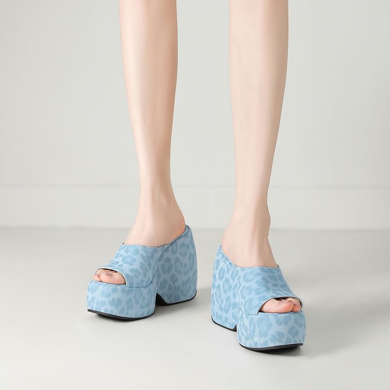Platform Chunky Heel Slide Sandals
