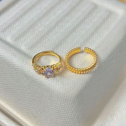 Rhinestone Brushed Alloy / Open Set Ring