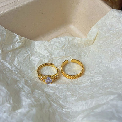 Rhinestone Brushed Alloy / Open Set Ring