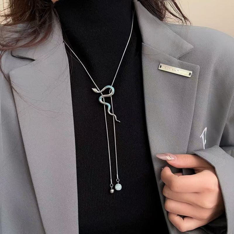 Snake Lariat Alloy Pendant Necklace