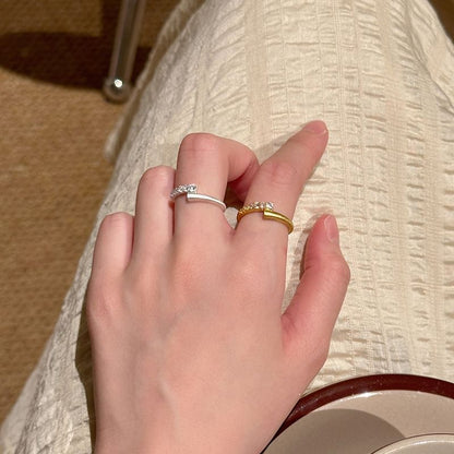 Alloy Set Open Rhinestone Ring /