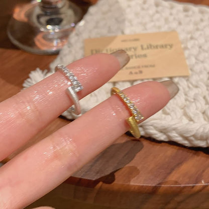 Alloy Set Open Rhinestone Ring /