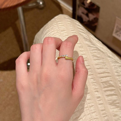 Alloy Set Open Rhinestone Ring /