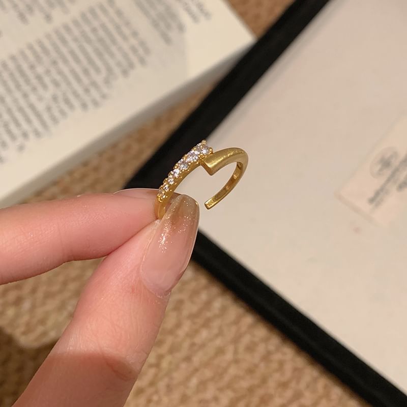 Alloy Set Open Rhinestone Ring /