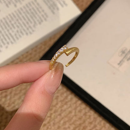 Alloy Set Open Rhinestone Ring /