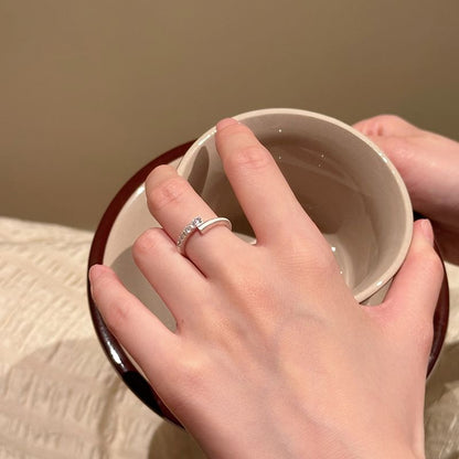 Alloy Set Open Rhinestone Ring /