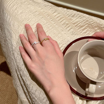 Alloy Set Open Rhinestone Ring /