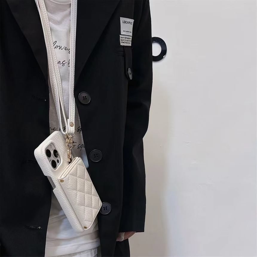 Card Holder Phone Faux Leather with Lanyard Case