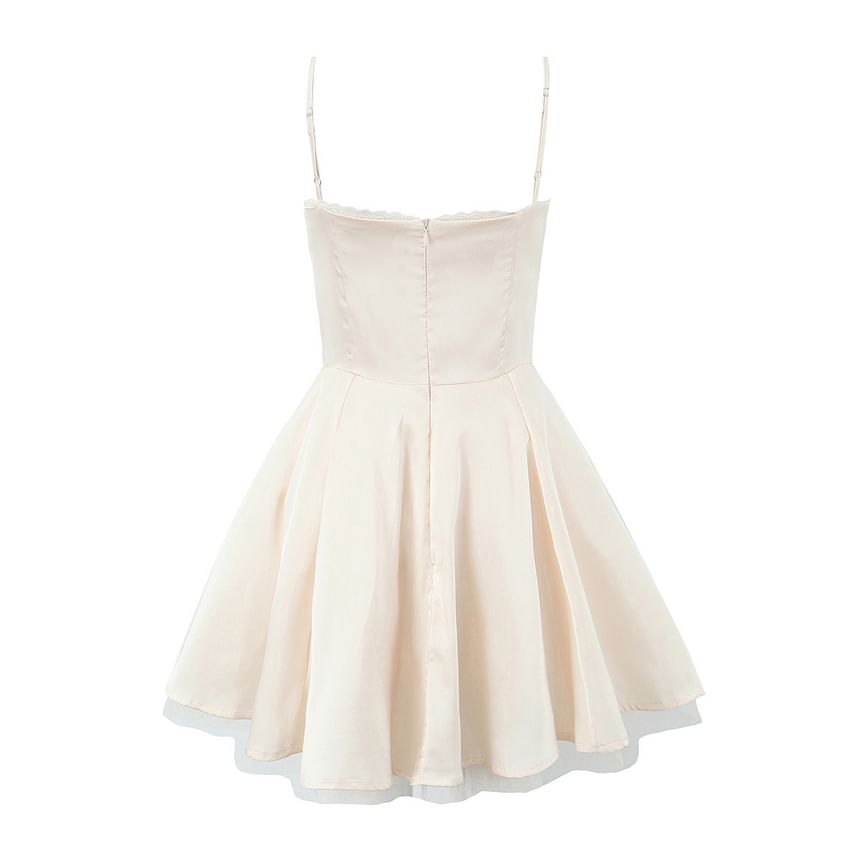 Sweetheart Neckline Lace Trim Layered A-Line Mini Dress