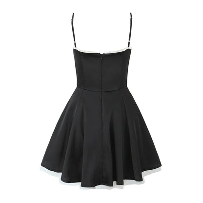 Sweetheart Neckline Lace Trim Layered A-Line Mini Dress