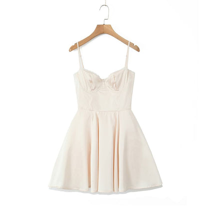 Sweetheart Neckline Lace Trim Layered A-Line Mini Dress