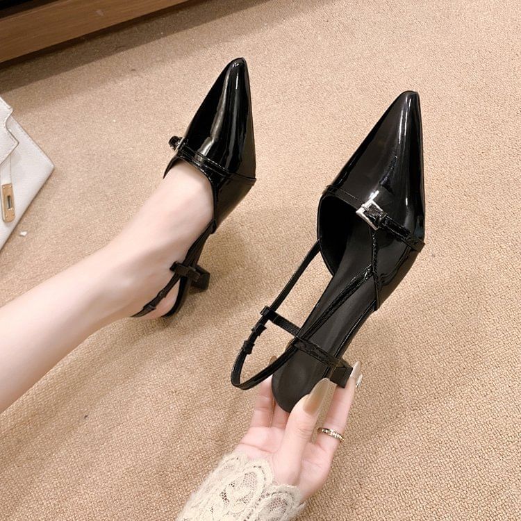 Pointed Slingback Kitten Heel Sandals
