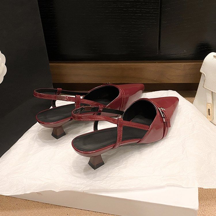 Pointed Slingback Kitten Heel Sandals