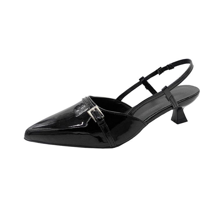 Pointed Slingback Kitten Heel Sandals