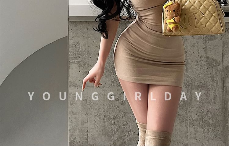 Scoop Neck Bodycon Mini Dress