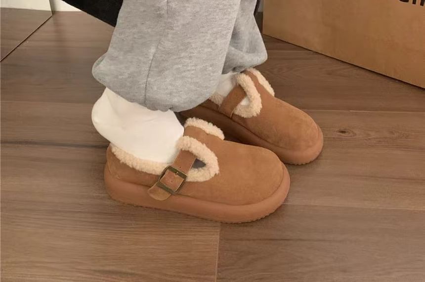 Fleece-Lined Mary Jane Mules