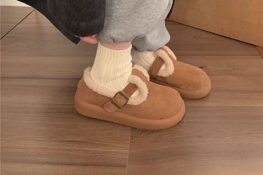 Fleece-Lined Mary Jane Mules