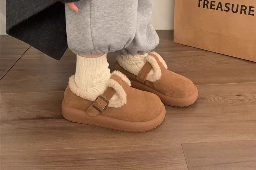 Fleece-Lined Mary Jane Mules