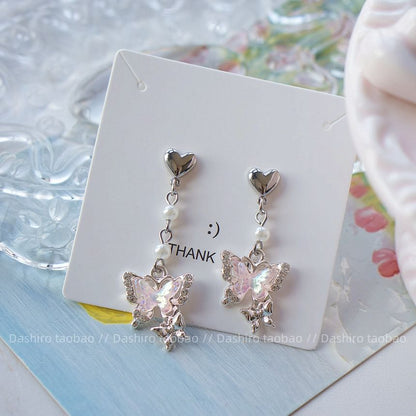 On Rhinestone / Butterfly Drop Earring Clip