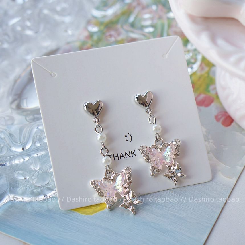 On Rhinestone / Butterfly Drop Earring Clip