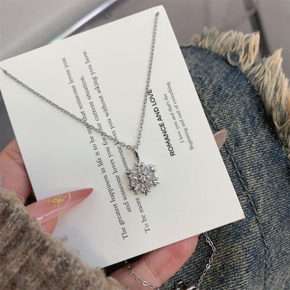Snowflake Necklace Pendant Rhinestone