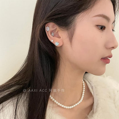 Earring Rhinestone Snowflake Stud