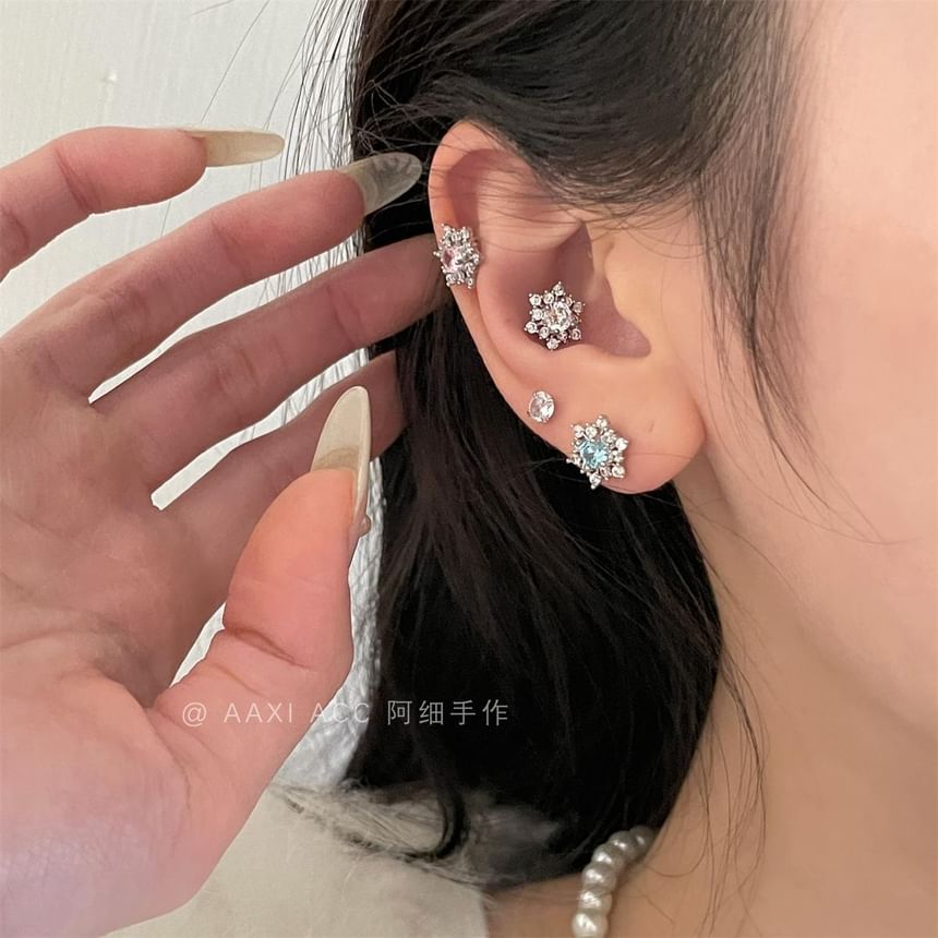Earring Rhinestone Snowflake Stud
