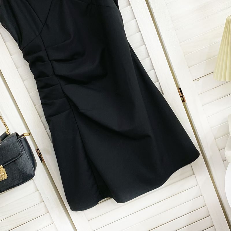 Shirred A-Line Mini Dress