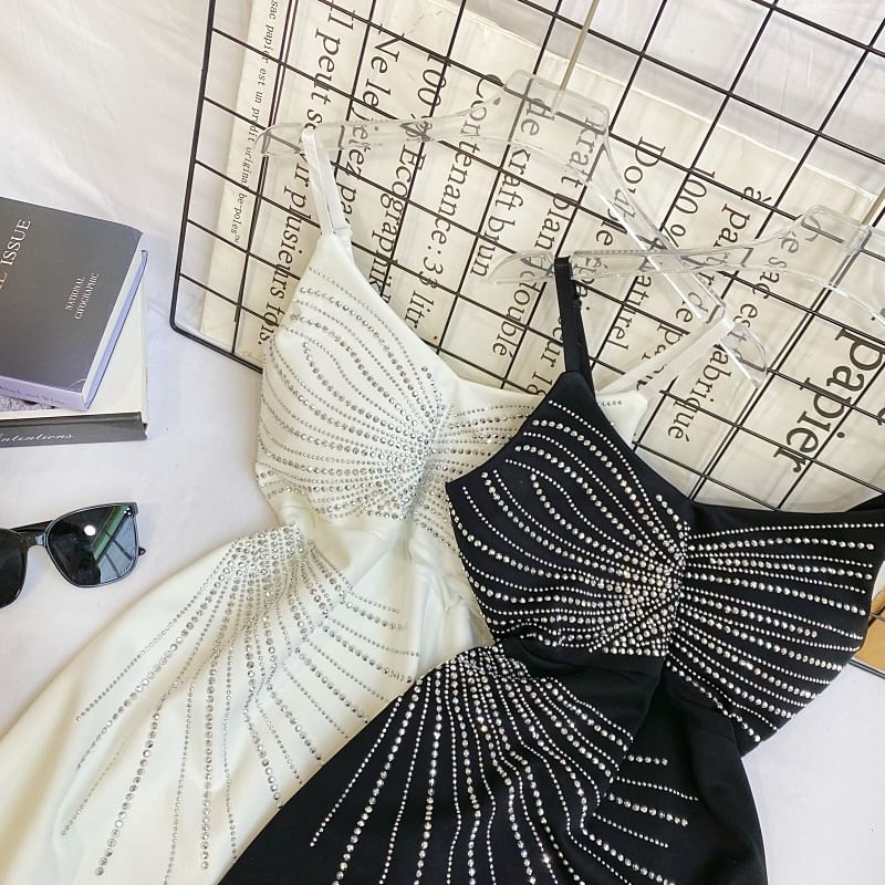 Rhinestone A-Line Mini Dress