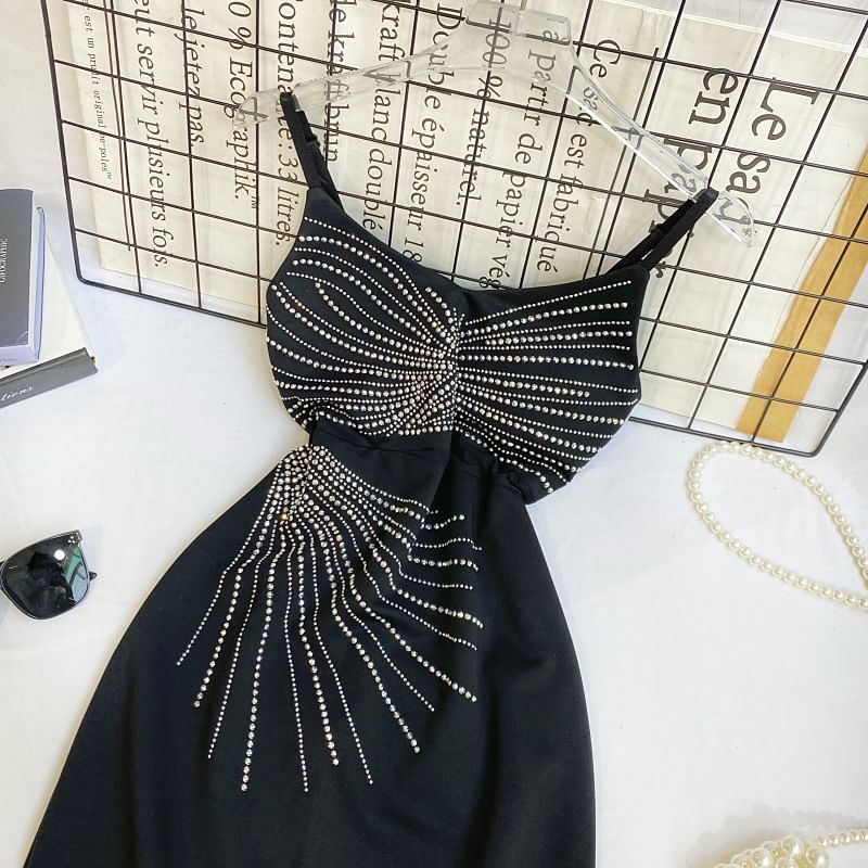 Rhinestone A-Line Mini Dress