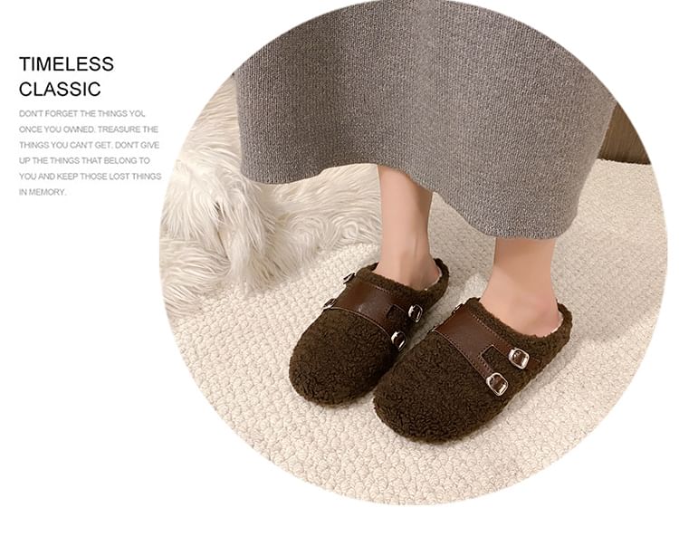 Buckled Fleece Mules