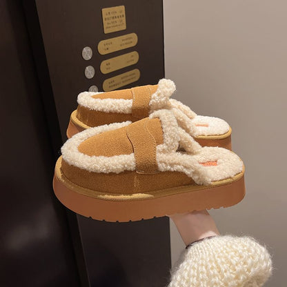 Platform Fleece-Lined Loafer Mules